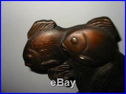 Hubley Cast Iron Doorstop Fan Tail Fish #464 Excellent And Rare (Three Fish)