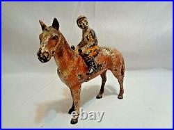 Hubley Cast Iron Thoroughbred Race Derby Horse & Jockey Chestnut Original