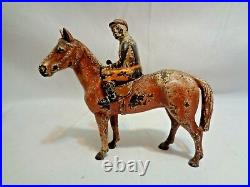 Hubley Cast Iron Thoroughbred Race Derby Horse & Jockey Chestnut Original