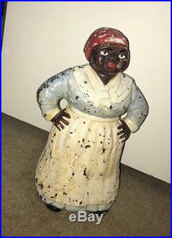 Hubley Original Cast Iron Black Americana Aunt Jemima Door Stop 12 1930's