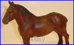 Hubley Percheron draft horse cast iron metal doorstop antique folk art 1920's