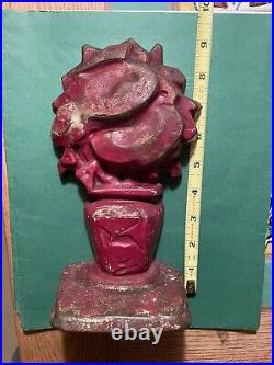 Hubley stamped, cast iron doorstop, Red Rose, Flower, RARE