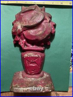 Hubley stamped, cast iron doorstop, Red Rose, Flower, RARE