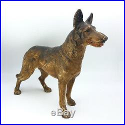 Huge Antique Cast Iron Hubley German Shepherd Dog Doorstop Statue