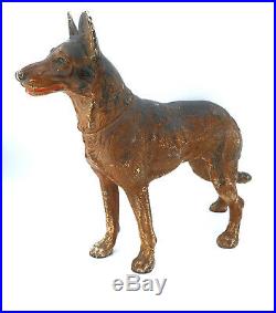 Huge Antique Cast Iron Hubley German Shepherd Dog Doorstop Statue