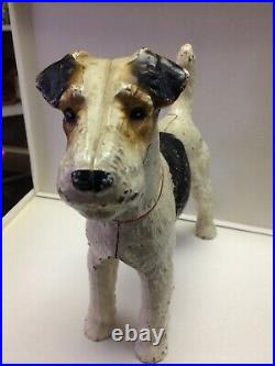 Huge Antique Hubley Fox Terrier Cast Iron Dog Art Statue Sculpture Home Doorstop