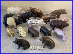 Huge Lot Of Vintage Heavy Cast Iron Metal Pig Hog Piggy Bank Pig Figure Doorstop