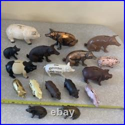 Huge Lot Of Vintage Heavy Cast Iron Metal Pig Hog Piggy Bank Pig Figure Doorstop