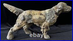 LARGE 15 Antique HUBLEY Cast-Iron English Setter Pointer Dog Door Stop Statue