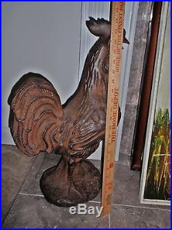 LARGE Vtg Iron Rooster Cockerel Door Stop Garden Yard Statue
