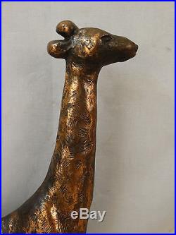 LG Antique ART DECO Era 1920's VERONA Old GIRAFFE Tall CAST IRON Animal DOORSTOP