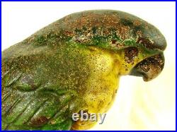 LG HUBLEY PARROT DOORSTOP w ORIGINAL PAINT 11 TALL c. 1910 LG HUBLEY PARROT DOORSTOP w ORIGINAL PAINT 11 TALL c. 1910