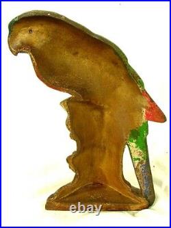 LG HUBLEY PARROT DOORSTOP w ORIGINAL PAINT 11 TALL c. 1910 LG HUBLEY PARROT DOORSTOP w ORIGINAL PAINT 11 TALL c. 1910