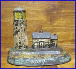 LIGHTHOUSE & KEEPERS HOME Antique Cast Iron Figural Doorstop Nautical Seaside