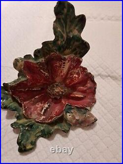 LULA VANHAREN LAVELL Vintage CAST IRON RED POPPY BOOKENDS/DOORSTOPS