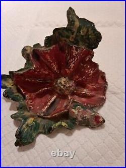 LULA VANHAREN LAVELL Vintage CAST IRON RED POPPY BOOKENDS/DOORSTOPS