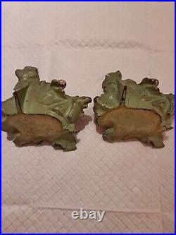 LULA VANHAREN LAVELL Vintage CAST IRON RED POPPY BOOKENDS/DOORSTOPS