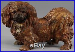 Large Antique Authentic Hubley 454 PEKINGESE Dog Cast Iron Doorstop, NR