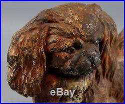 Large Antique Authentic Hubley 454 PEKINGESE Dog Cast Iron Doorstop, NR