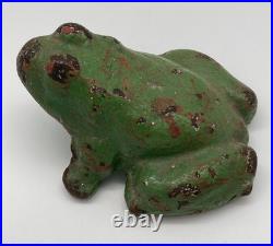 Large Antique Cast Iron Frog Doorstop Garden or Fountain Nice Patina! 5 lbs