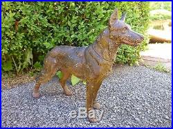 Large Antique Cast Iron Hubley #380 German Shepherd Doorstop Statue 13 Long Dog