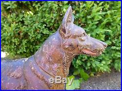 Large Antique Cast Iron Hubley #380 German Shepherd Doorstop Statue 13 Long Dog