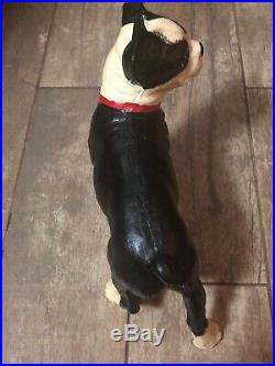 Large Antique Cast Iron Hubley Boxer Boston Terrier Fench Bull Dog Door Stop