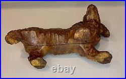 Large Antique Cast Iron Hubley Cocker Spaniel Dog Doorstop Red Collar 11x7