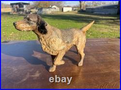 Large Antique Cast Iron Hubley Spaniel Setter Dog Door Stop