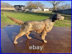 Large Antique Cast Iron Hubley Spaniel Setter Dog Door Stop