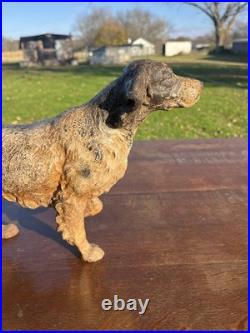 Large Antique Cast Iron Hubley Spaniel Setter Dog Door Stop