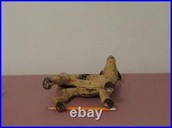 Large Antique Hubley Wired Hair Fox Terrier Cast Iron Doorstop Great Paintpatina