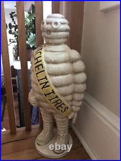 Large Michelin Man Cast Iron Advertising Door Stop Statue 22 Tall