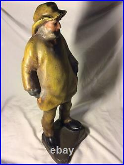 Large RARE Antique EASTERN SPECIALTY Co. OLD SALT Fisherman CAST IRON DOORSTOP