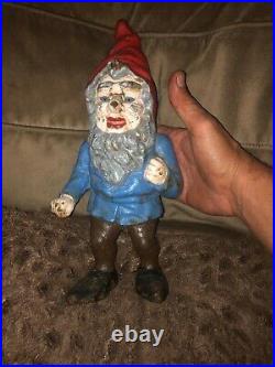 Large antique solid cast-iron gnome/troll doorstop from the 20s