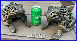 Large cast Iron frog lantern pair / Halloween / 5.5lbs each / Lucky Porch Decor