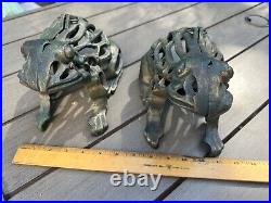 Large cast Iron frog lantern pair / Halloween / 5.5lbs each / Lucky Porch Decor