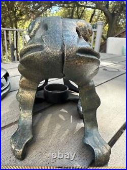Large cast Iron frog lantern pair / Halloween / 5.5lbs each / Lucky Porch Decor