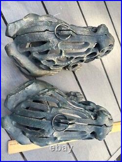 Large cast Iron frog lantern pair / Halloween / 5.5lbs each / Lucky Porch Decor