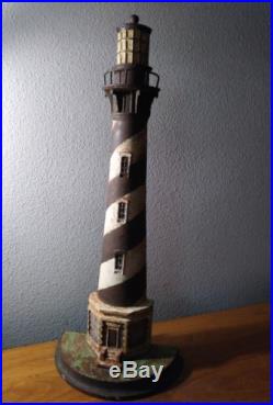Largest Rare Antique Lighthouse Of Cape Hateras Cast Iron Doorstop Original2part