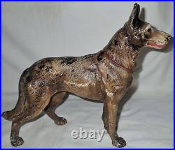 Lg. Antique Hubley German Shepherd Cast Iron Police Guard Dog Door Home Doorstop