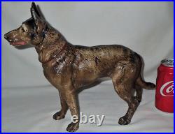 Lg. Antique Hubley German Shepherd Cast Iron Police Guard Dog Door Home Doorstop
