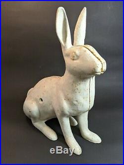 Life-Size Cast Iron White Rabbit Bunny Vintage Doorstop Garden Decor Hubley