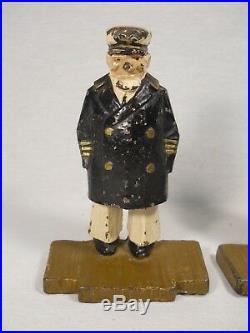 Littco / Hubley Cast Iron 1920's Navy Sea Captain Doorstop Bookends Number 735