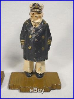 Littco / Hubley Cast Iron 1920's Navy Sea Captain Doorstop Bookends Number 735