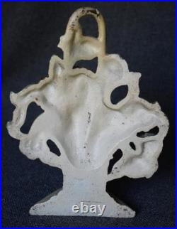 Lovely Vintag Hubley 204 Cast Iron Hand Painted Dahlias Basket Motif Doorstop #1 Lovely Vintag Hubley 204 Cast Iron Hand Painted Dahlias Basket Motif Doorstop #1