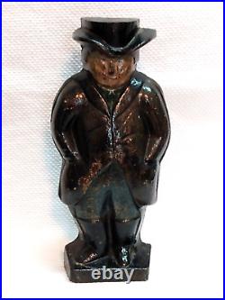 MAN WITH HAT CAST IRON DOORSTOP, BOOKEND, DECOR Solid, No Markings, 7 1/2 lbs