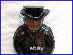 MAN WITH HAT CAST IRON DOORSTOP, BOOKEND, DECOR Solid, No Markings, 7 1/2 lbs