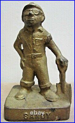 MIDWEST FOUNDRY Old Advertising Cast Iron Doorstop Statue'Sandy