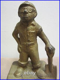 MIDWEST FOUNDRY Old Advertising Cast Iron Doorstop Statue'Sandy